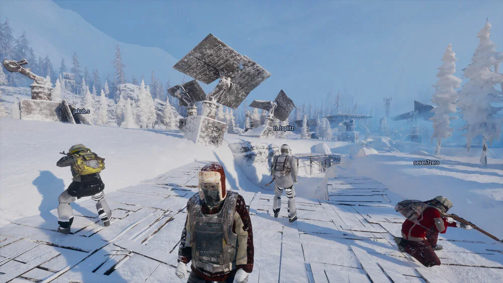 Survivors beside Solar Facility panels in the developer’s December 2024 preview.